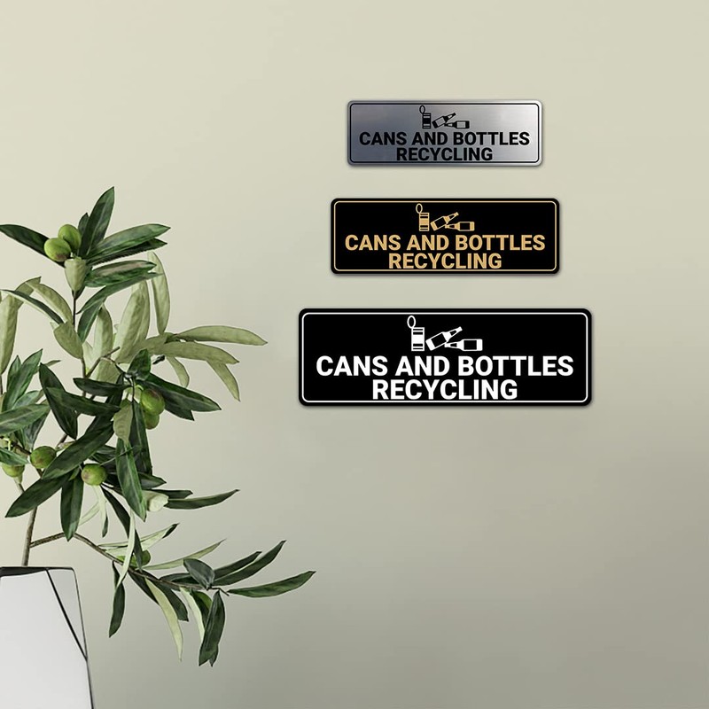 Signs ByLITA Standard Cans and Bottles Recycling Sign (Black Gold)