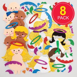 Baker Ross FE923 Angel Decoration Craft Set, Pack of 8, Christmas Decoration Craft Sets for Children, Children's Birthday Crafts, Christmas Craft Ideas, Angel