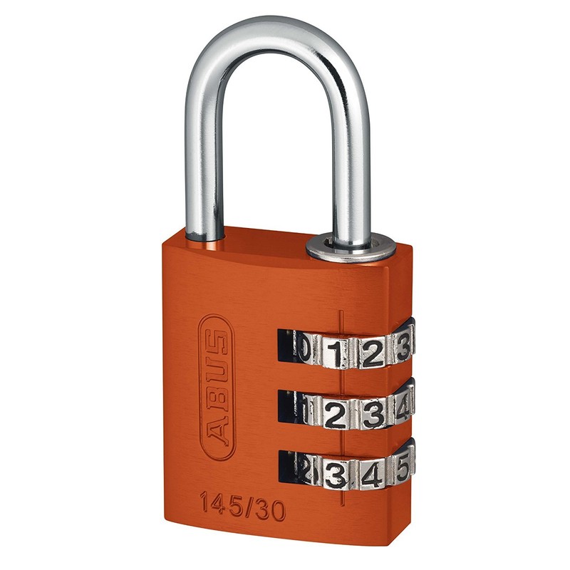 Padlock combination aluminum 30mm orange