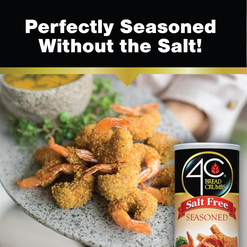 4C Premium Bread Crumbs, Salt Free Seasoned, 12 Ounce (Pack