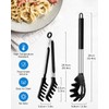 Spaghetti Spoon and Pasta Tong, Non-stick Silicone Spoon Server Fork