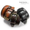 Men's Genuine Leather Dress Belt In Tan With Antique Brass