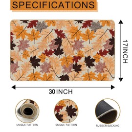Dcohluk Welcome Fall Leaves Door Mat - Indoor Outdoor Non-Slip Fall Leaf Doormat Home Entryway Farmhouse Style Low-Profile Front Maple Leaves Rug for Outside Porch Entrance 30" x 17"