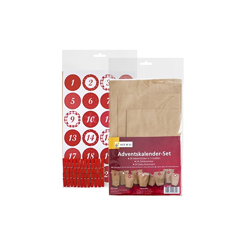 HEKU Advent Calendar Set Consisting of 24 Advent Bags in