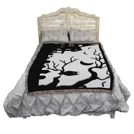 Pure Country Weavers Haunted House Blanket - Fall Tapestry Throw Woven from Cotton - Made in The USA (72x54)