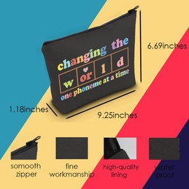 Dyslexia Teacher Gift Teach Kids to Read Makeup Bag for Kindergarten Teacher Reading Teacher (World Black Bag)