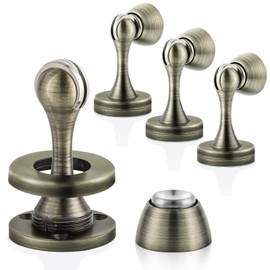 KOLAKO Door Stopper, Magentic Door Stops, Bronze Heavy Duty Door Stoppers for Bottom of Door, Wall Floor Mount Magnet Door Catch Holder, Magnetic Doorstop to Keep Door Open, 4 Pack