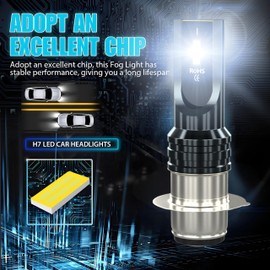 Fit For Kawasaki Mule 600 610 3000 3010 LED Headlight Bulbs,H6 H6M P15D LED bulbs used for Motorcycle/ATVs/UTV, Super Bright 12000 Lumens 6000K White 55W, IP68,Plug and Play, 2-Pack