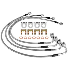 MuRealy 89715 Extended Brake Lines Kit - Stainless Steel Braided for 2007-2018 Jeep Wrangler JK, Non-Corrosive & Direct Fit (Front+Rear)