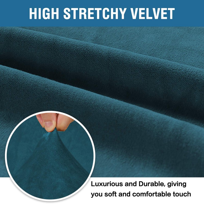 H.VERSAILTEX Stretch Velvet Loveseat Covers for 2 Cushion Couch Covers