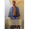 PRODESIGN Mens Houndstooth Kimono Robe - Long Satin Sleepwear Silky
