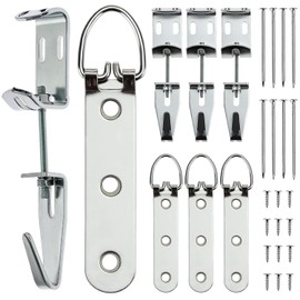 QWORK Mirror Hanging Kit with Adjustable J-Hooks & Strap Hangers, Museum Hooks for Pictures, Mirrors, Art, Supports 100 lbs