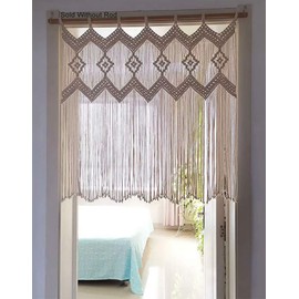 Achart - Cenefa de macramé, paneles de cortina de macramé, cortina de cocina de macramé, cenefa de cocina, cortinas de puerta para colgar en la pared, paneles cortos de tratamiento de ventana (sin