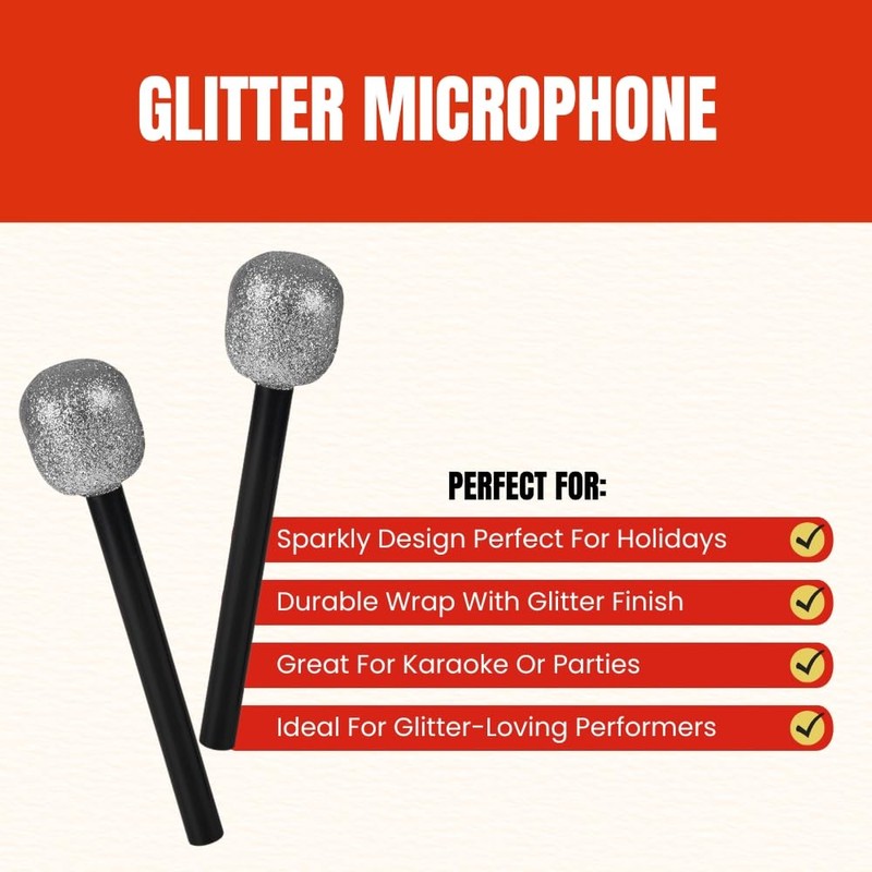 Rhode Island Novelty 10 Inch Glitter Microphone, One per Order