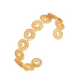 Aobei Pearl Minimalist 18K Gold Brushed Thin Cuff Bangle Bracelet for Women Adjustable Open Oval Cuffs Dainty Stacking Layered Loop Bangle Jewelry, Yellow Gold, No gemstone