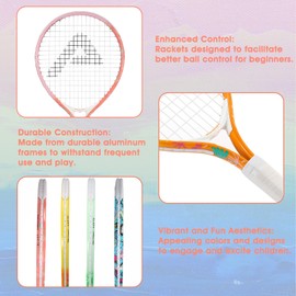 AMA SPORT Kids Tennis Racket for Junior Toddlers Starter Kit 17-25" for Girls and Boys - 4 Color Kids Tennis Rackets Age 2-12 with 420D Nylon Shoulder Strap Bag