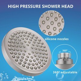 Eolax High Pressure Rain Shower Head, High Flow Pressure Boosting Adjustable Rainfall Showerhead, Awesome Shower Experience Even At Low Water Flow, Brushed Nickel