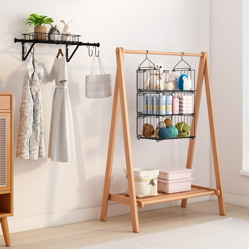 BUKFEN 3 Tier Hanging Closet Organizer, Wall Mounted Wire Storage