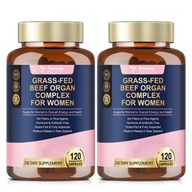 2 Pack Beef Organ Supplement for Women - Beef Liver, Kidney, Heart,Uterus Tissue - Balance Hormones & Women's Overall Energy - Grass Fed, Pasture Raised - Natural Iron Supplement with Folate