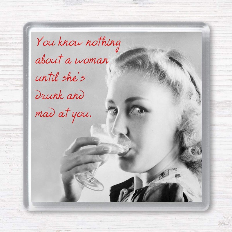 Funny Vintage Wine Drinking Women Quotes Set of 4 Gift
