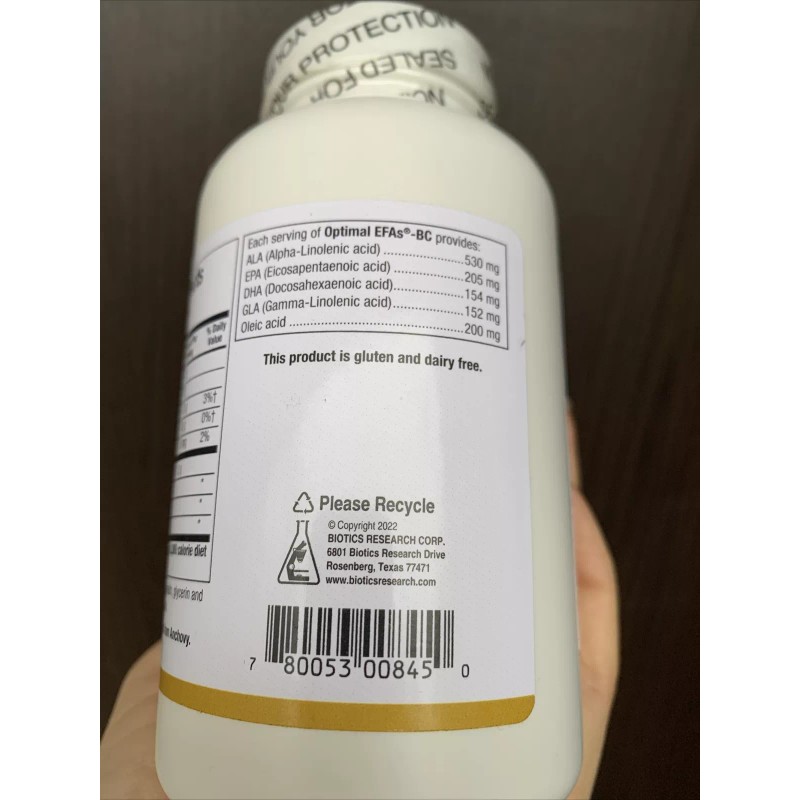 Biotics Research Optimal EFAs BC 120 Softgel Fish Flax Black