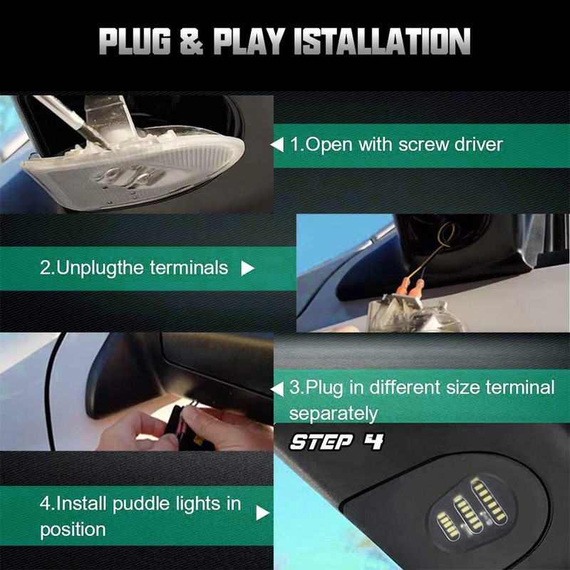 ROCCS 2x LED Side Mirror Puddle Light Assembly Compatible with