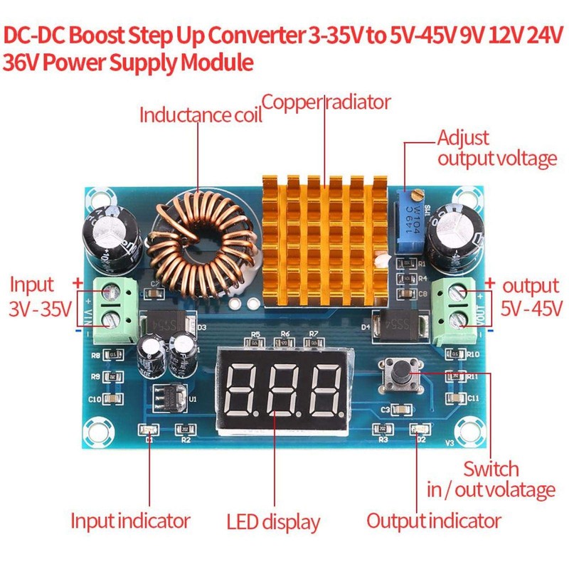 DC-DC Boost Converter Boost Module 3-35V 5V-45V Power Supply Module