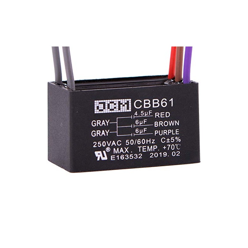 JCM 5 Wire Ceiling Fan Capacitor 4.5 uF + 6