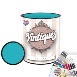 Vintiques Chalk & Mineral Paint plus color card, Matte Finish- Easy Application for DIY Projects - Furniture, Wood, Metal, Home Decor and More, Hot Teal, 32oz