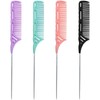 4 Pcs Rat Tail Comb Set: Metal Needle Stem for