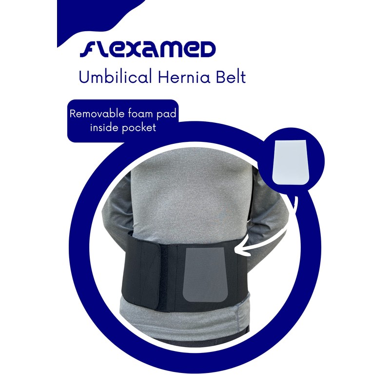 FlexaMed Umbilical Navel Hernia Belt with Compression Pad Black (6