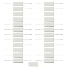 BGTXINGI 25Pcs 5W 1 Ohm 5 Ohm 10 Ohm 15 Ohm 20 Ohm Cement Resistors 5% Ceramic Cement Resistor Wire Wound Fixed Metal Full Range Resistors Kit White