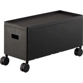 Yamazaki 4555 Storage Box with Lid, Wagon, S, Black, Main Unit: W 6.1 x D 13.8 x H 7.5 inches (15.5 x 35 x 19 cm) (including casters), Tower with casters, Storage Wagon, Storage Wagon, Storage Wagon,
