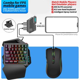 cigemay Tastatur-Maus-Konverter mit 3 USB-Anschlüssen 1 USB-C-Anschluss, Bluetooth 5.0 Handy-Tablet Game Throne Tastatur-Maus-Adapter-Konverter Kompatibel mit IOS, Plug and Play