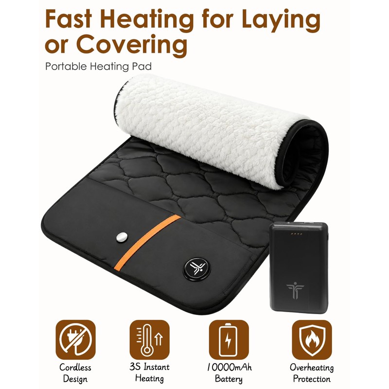 Portable Heating Pad Cordless, Battery Powered for Back, Abdomen&Shoulder