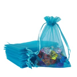 4x6 inch Organza Gift Bags Drawstring for Jewelry,Candy,Packs of 50 Aqua Blue Sheer Fabric Clear Mesh Wrap Tea Sachet for Baby Shower,Birthday,Christmas,Party Favors,Bridal Shower,Wedding,Engagement