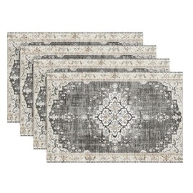 Snycler Table Runner Boho Table Runners Vintage Elegant Farmhouse Table Center Linen Decor for Home Dining Party Entrance (12x18 Inch ,Set of 4) Black