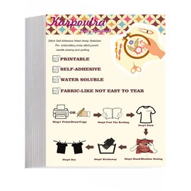 Karpoulra 6 Sheets 8.5"x11" Sticky Water Soluble Embroidery Stabilizer, Dissolvable Printable Self Adhesive Wash Away Stabilizer for Print or Draw Patterns Hand Machine Embroidery