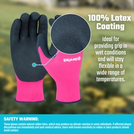 DURATECH 6 Pairs Garden Gloves, Work Gloves with Latex Coating, Pink & Blue, Medium, for Gardening, Yard Work
