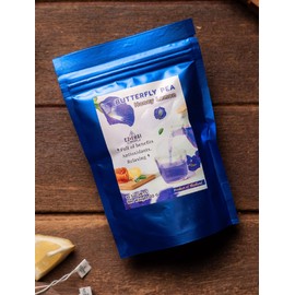 EZ THAI Butterfly Pea Flower Honey Lemon Mix Hot Tea - 3 in 1 Thai Herbal Tea, 25 Bags - Versatile for Hot Tea, Smoothies, Cocktails, Snacks - Dried Blue Flowers Tea Bag