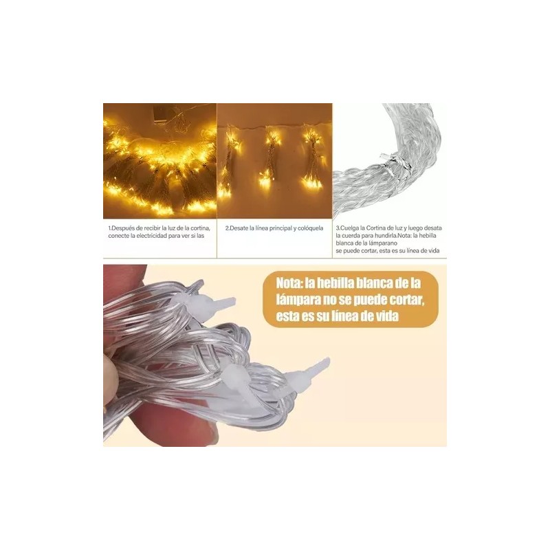Yinlikede Cortinas Serie Luces 300 Led Navidad Decorativas Fiesta 3x3m