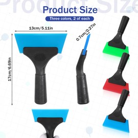 6Pcs Small Squeegee 5 Inch Silicone Mini Window Tint Squeegee Rubber Window Tint Tools Windshield Scraper with Non Slip Handle for Car Glass Mirror Shower Door Bathroom Auto Cleaning (6 Colors)