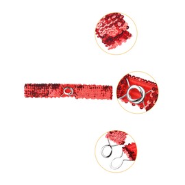 Allegra K Womens Glitter Skinny Stretchy Waist Belts Sequins Decor Slim Elastic Belts 2PCS Red 64cm/25.19"