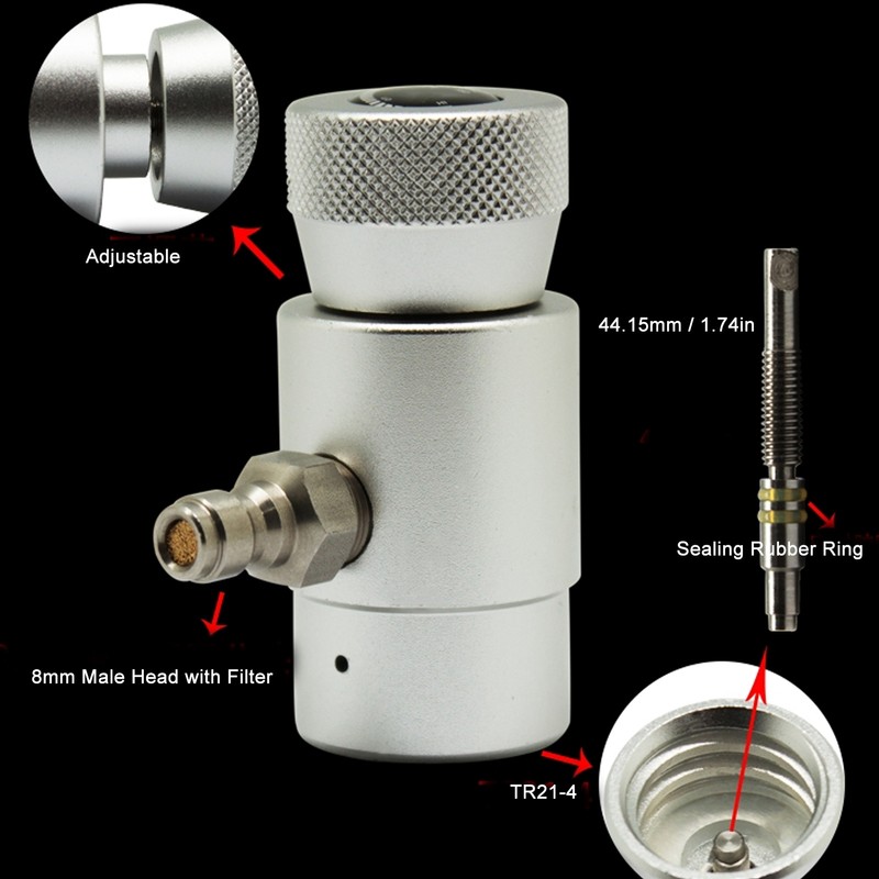 CO2 Refilling Adapter Valve ASA Connector with 8mm Male Plug