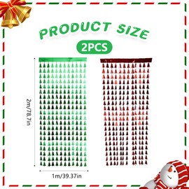 Satiskid 2 PCS Christmas Door Tinsel Curtain, 1 x 2m Christmas Tree Fringe Backdrop Hanging Streamer, Red & Green Door Curtain, Shimmer Curtain, Xmas Party Photo Backdrop, Christmas Decorations