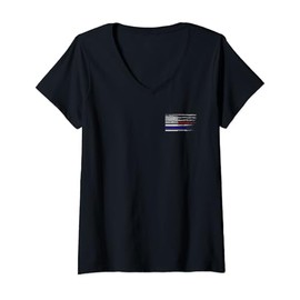 Womens Police Fire EMS First Responder American Flag Firefighter V-Neck T-Shirt