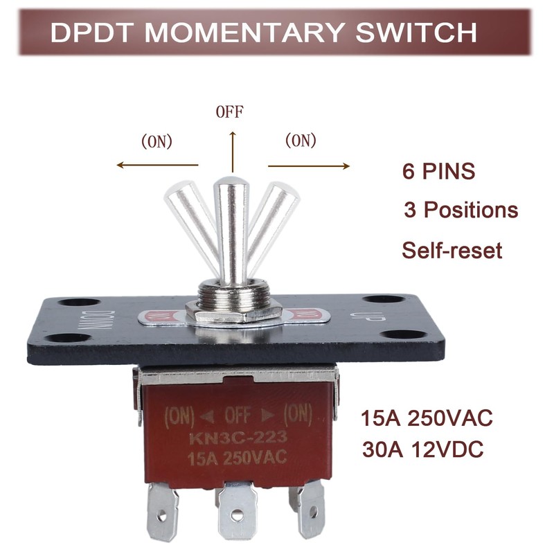 DMWD Waterproof Momentary Toggle Switch (ON)-Off-(ON) Up Down Polarity Reverse
