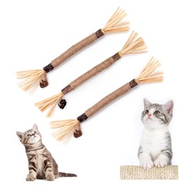 Catnip Sticks, Pack of 3 Cat Chewing Wood Sticks for Cats, Chew Toy Cat, Dental Care Toy Cats, Dental Chew Sticks Help with Dental Care and Against Bad Breath Cat Sticks (Pack of 3)