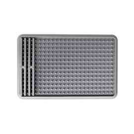 ezpz Drying Rack (Gray) - 100% Silicone + Suctions in Place + Adjustable Pegs - Dishwasher Safe - Durable Long-Lasting Hypo-Allergenic