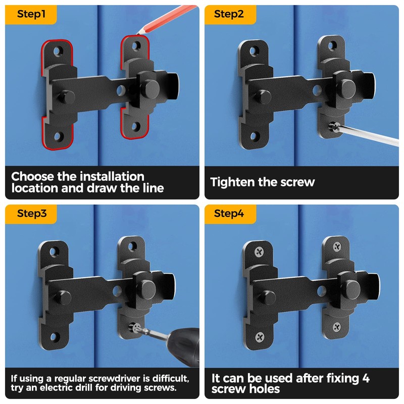 Gemasp Upgrade Sliding Barn Door Lock Latch, Stainless Steel Gate